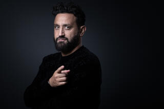 French television host Cyril Hanouna poses during a photo session in Paris on September 30, 2021. (Photo by JOEL SAGET / AFP)