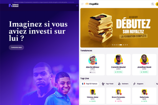 Pages d’accueil des sites web de Talent Invest et de Royaltiz.